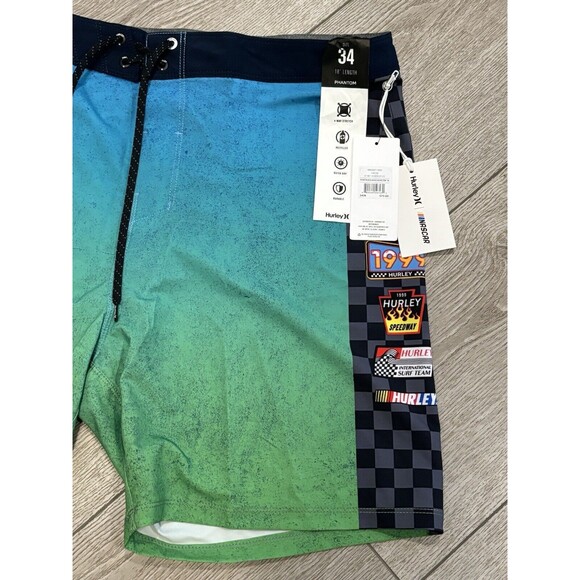 Hurley x Nascar Mens Phantom Eco Nascar Racetrack Board Shorts Swim Size 34 - Picture 3 of 7